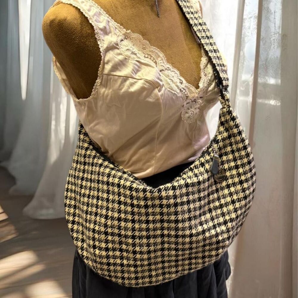 Y2K Vintage Twee Houndstooth Minimalist Travel Shoulder Bag